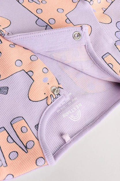 |BabyGirl| Lilás Roxo Bebê Brilhante Sem Pés Pijamas Pacote Com 3 (0 meses-3 anos)