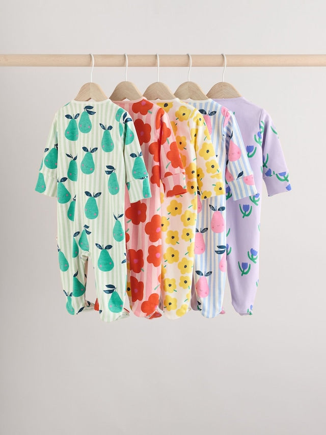 |BabyGirl| Conjunto De 5 Macacões Para Bebês 100% Algodão Com Zíper Multidirecional (0 meses a 2 anos)