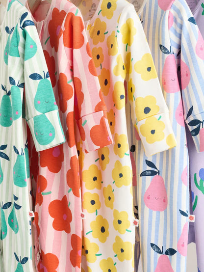 |BabyGirl| Conjunto De 5 Macacões Para Bebês 100% Algodão Com Zíper Multidirecional (0 meses a 2 anos)