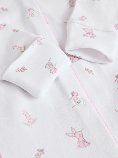 |BabyGirl| Conjunto De 3 Macacões De Dormir 100% Algodão Com Gola Branca Para Bebê