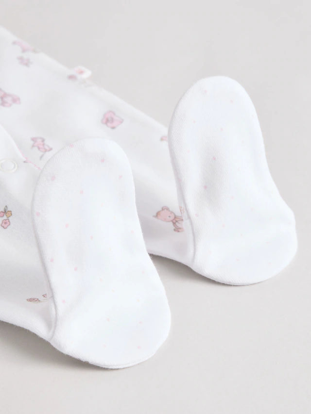 |BabyGirl| Conjunto De 3 Macacões De Dormir 100% Algodão Com Gola Branca Para Bebê