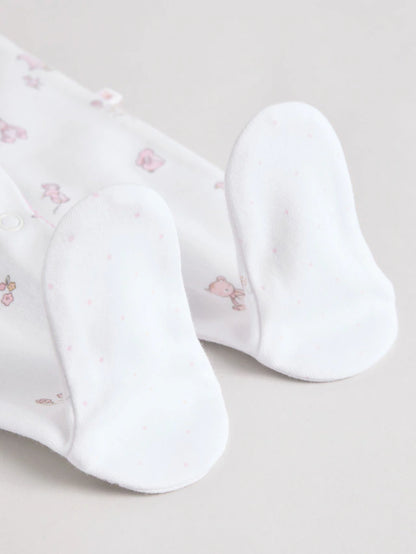 |BabyGirl| Conjunto De 3 Macacões De Dormir 100% Algodão Com Gola Branca Para Bebê