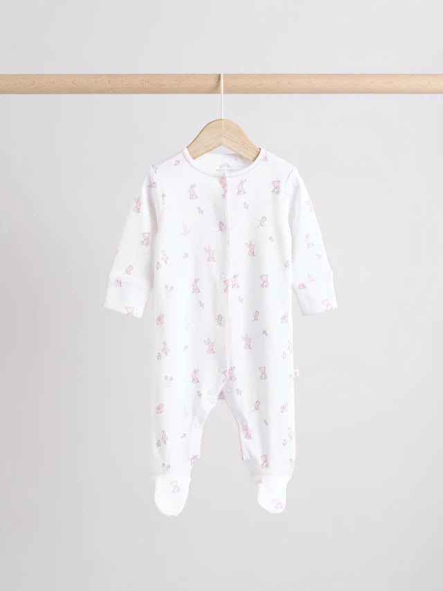 |BabyGirl| Conjunto De 3 Macacões De Dormir 100% Algodão Com Gola Branca Para Bebê
