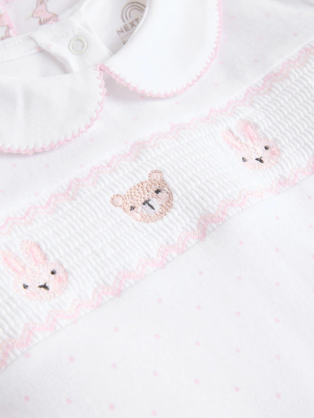 |BabyGirl| Conjunto De 3 Macacões De Dormir 100% Algodão Com Gola Branca Para Bebê