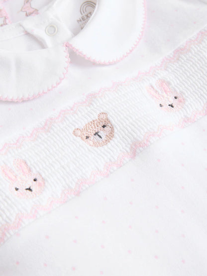 |BabyGirl| Conjunto De 3 Macacões De Dormir 100% Algodão Com Gola Branca Para Bebê