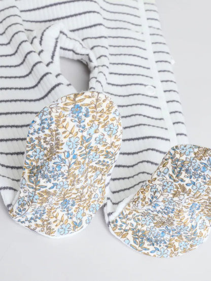 |BabyBoy| Macacão De Dormir Azul/Branco Para Bebê 100% Algodão, Pacote Com 3 Peças (0 meses a 2 anos)