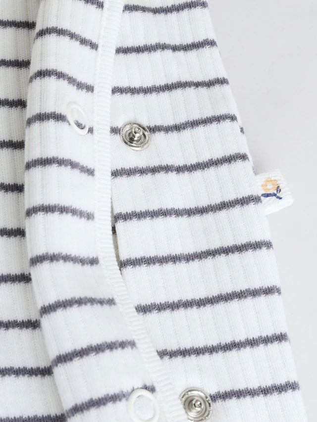 |BabyBoy| Macacão De Dormir Azul/Branco Para Bebê 100% Algodão, Pacote Com 3 Peças (0 meses a 2 anos)