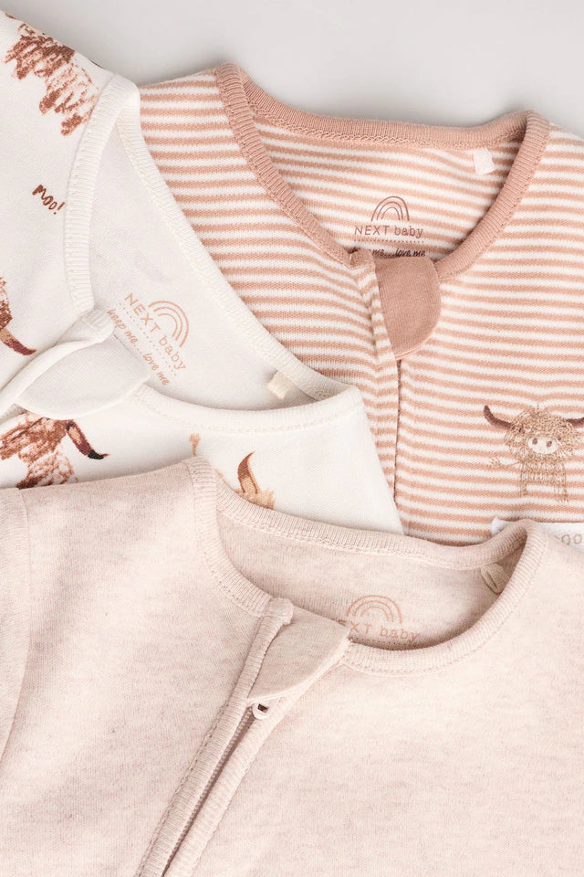 |BabyBoy| Neutro Hamish Baby 100% algodão Sleepsuits 3 unidades (0 meses a 2 anos)