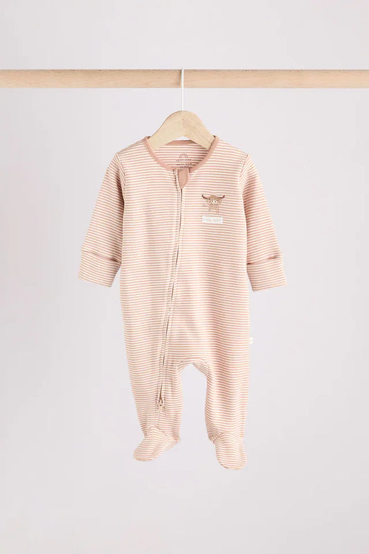 |BabyBoy| Neutro Hamish Baby 100% algodão Sleepsuits 3 unidades (0 meses a 2 anos)