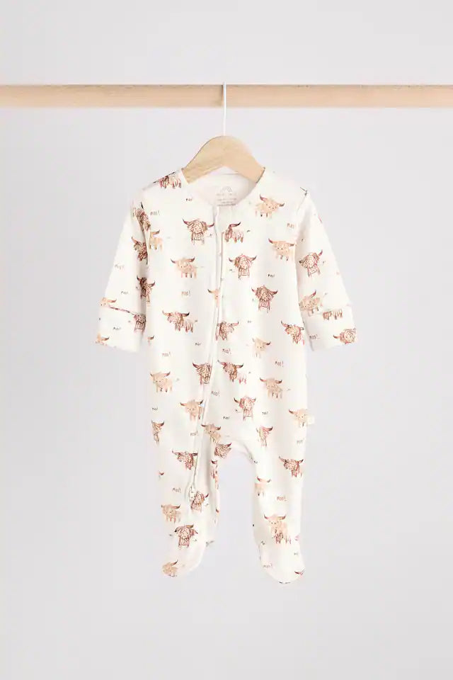 |BabyBoy| Neutro Hamish Baby 100% algodão Sleepsuits 3 unidades (0 meses a 2 anos)