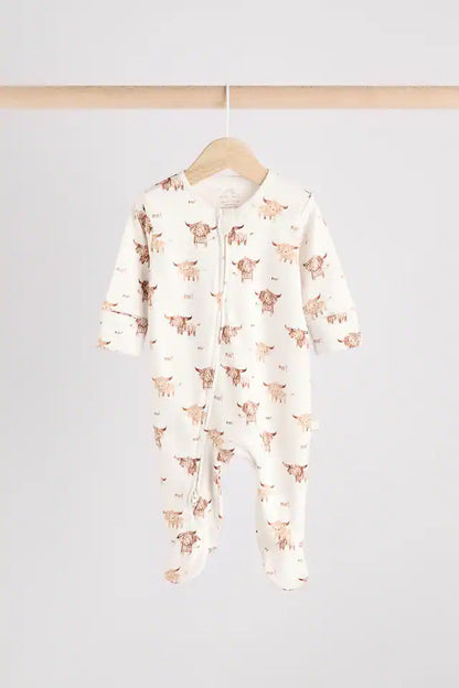 |BabyBoy| Neutro Hamish Baby 100% algodão Sleepsuits 3 unidades (0 meses a 2 anos)