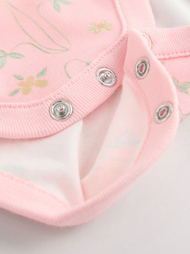 |BabyGirl| Pink Mouse 100% Algodão Manga Curta Macacão Bebê 5 Unidades