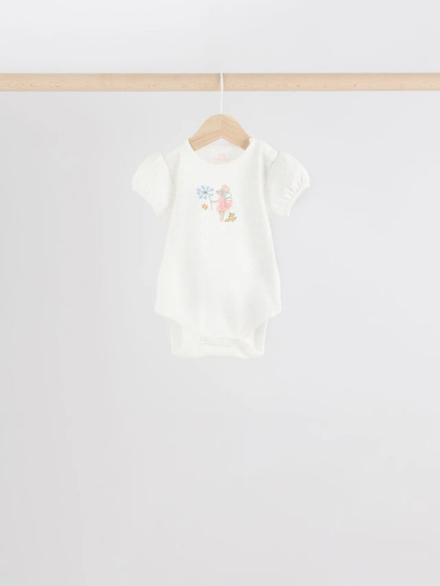 |BabyGirl| Pink Mouse 100% Algodão Manga Curta Macacão Bebê 5 Unidades