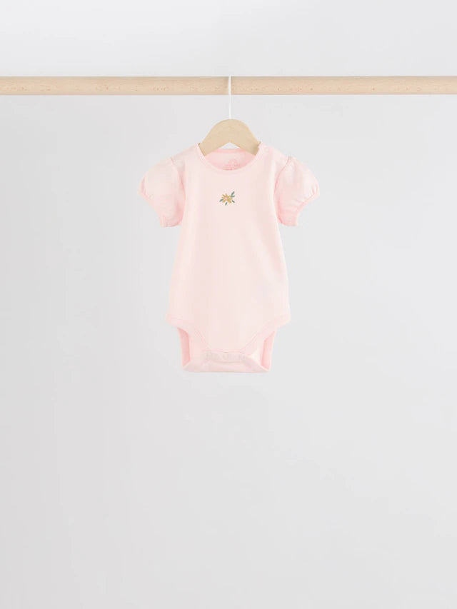 |BabyGirl| Pink Mouse 100% Algodão Manga Curta Macacão Bebê 5 Unidades