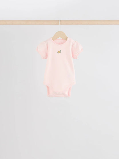 |BabyGirl| Pink Mouse 100% Algodão Manga Curta Macacão Bebê 5 Unidades