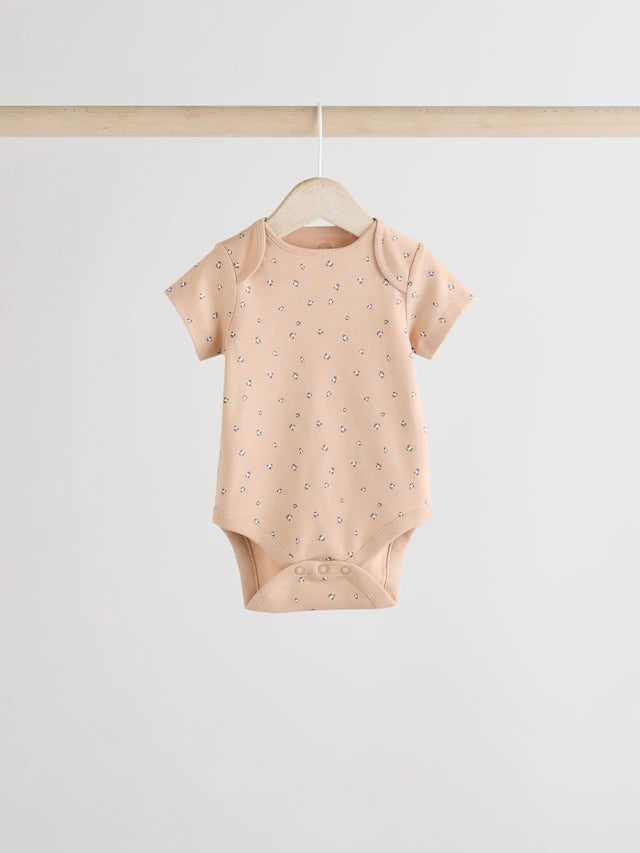 |BabyGirl| Body Para Bebê Marrom Animal Manga Curta 100% Algodão, Pacote Com 3