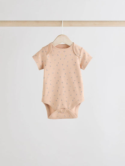 |BabyGirl| Body Para Bebê Marrom Animal Manga Curta 100% Algodão, Pacote Com 3