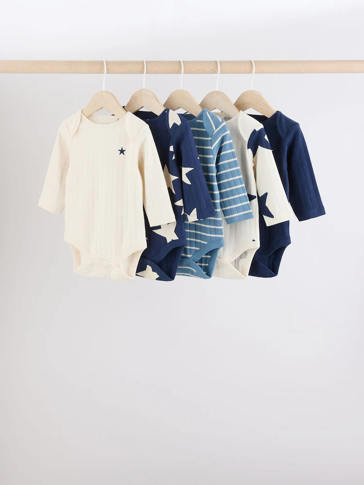 |BabyBoy| Body Azul Manga Longa Para Bebê 100% Algodão Pacote Com 5