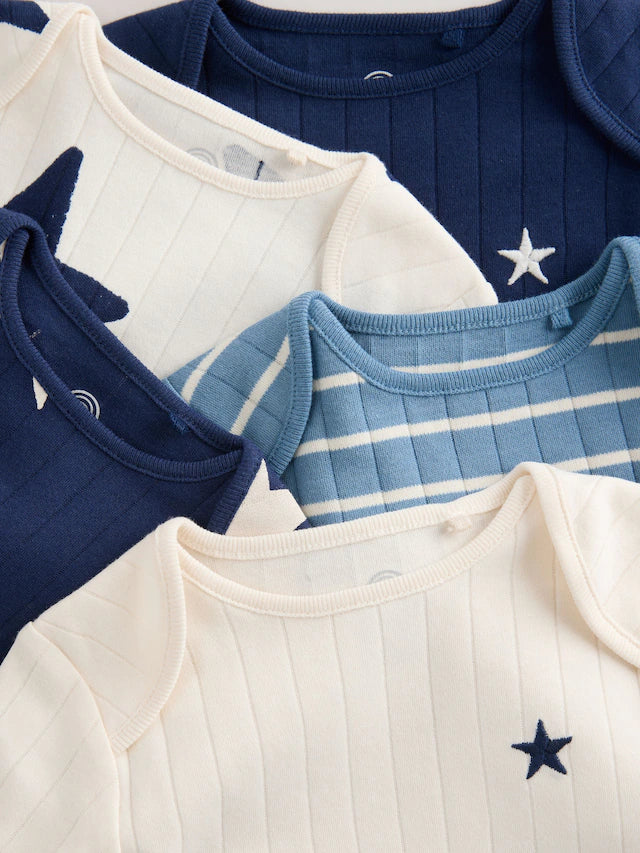 |BabyBoy| Body Azul Manga Longa Para Bebê 100% Algodão Pacote Com 5