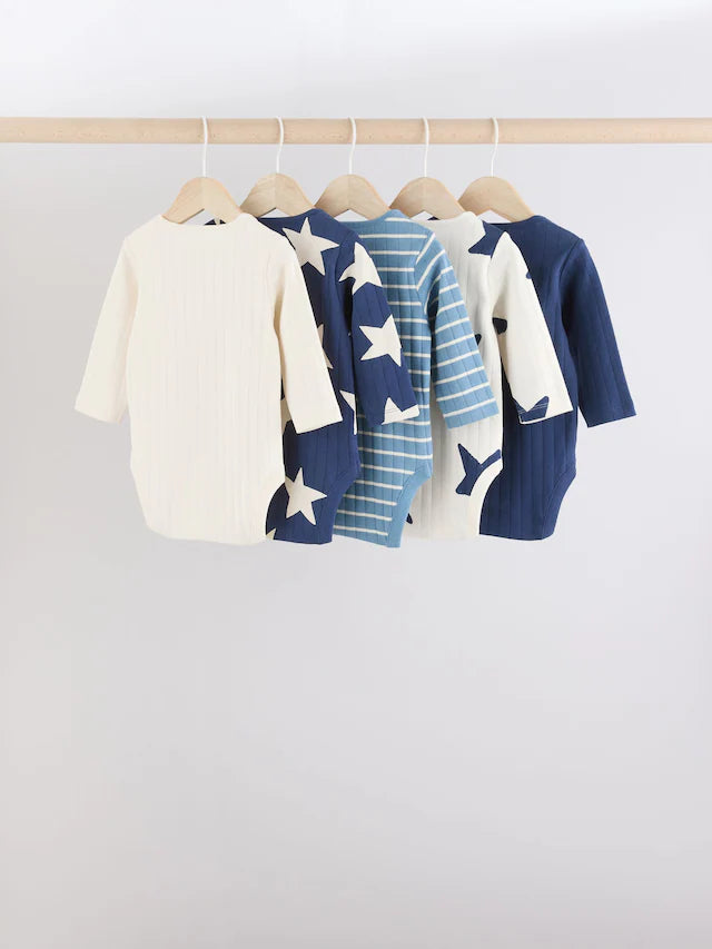 |BabyBoy| Body Azul Manga Longa Para Bebê 100% Algodão Pacote Com 5