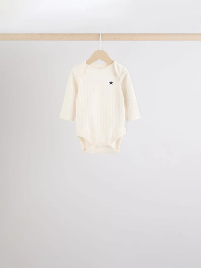 |BabyBoy| Body Azul Manga Longa Para Bebê 100% Algodão Pacote Com 5