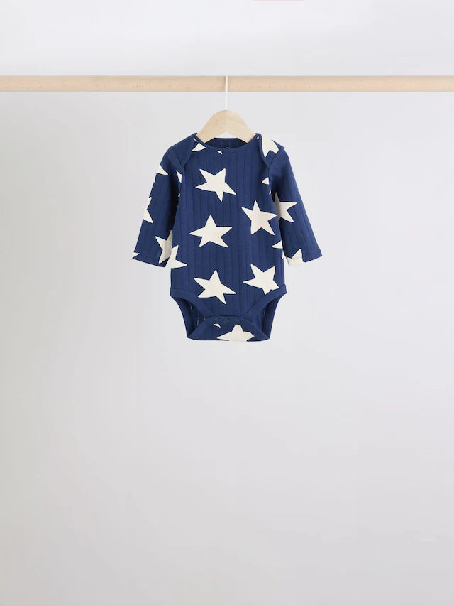 |BabyBoy| Body Azul Manga Longa Para Bebê 100% Algodão Pacote Com 5