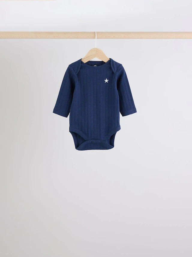 |BabyBoy| Body Azul Manga Longa Para Bebê 100% Algodão Pacote Com 5