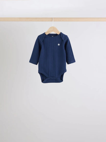 |BabyBoy| Body Azul Manga Longa Para Bebê 100% Algodão Pacote Com 5