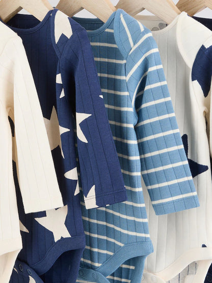 |BabyBoy| Body Azul Manga Longa Para Bebê 100% Algodão Pacote Com 5