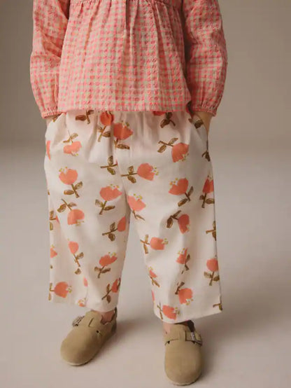 |Girl| Conjunto De Blusa Rosa e Calça Com Estampa Floral (3 meses a 7 anos)