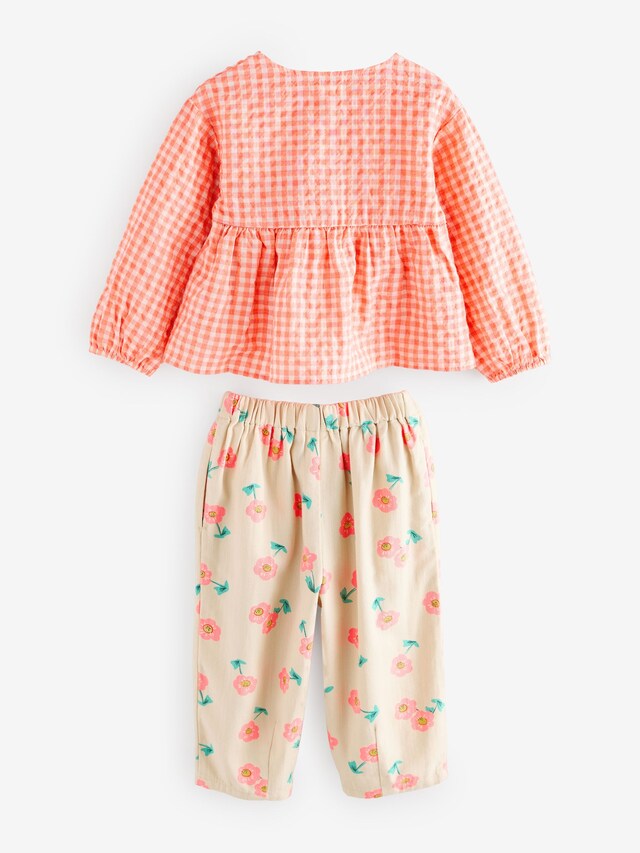 |Girl| Conjunto De Blusa Rosa e Calça Com Estampa Floral (3 meses a 7 anos)