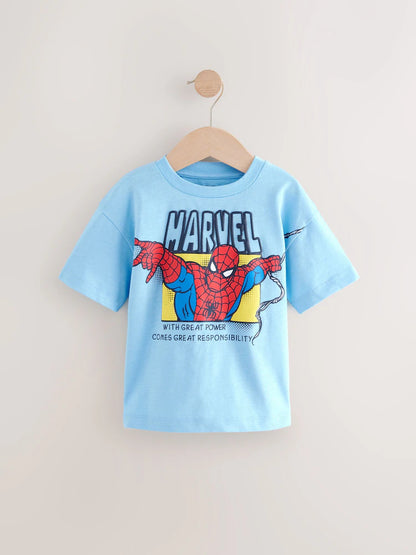 |Boy| Camiseta Azul Spider-Man Manga Curta 100% algodão (3 meses a 8 anos)