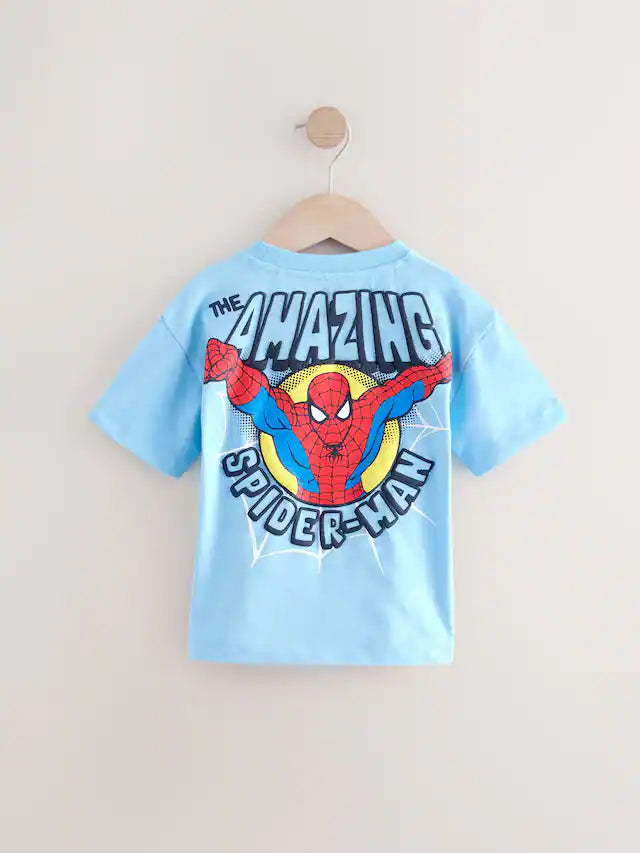 |Boy| Camiseta Azul Spider-Man Manga Curta 100% algodão (3 meses a 8 anos)