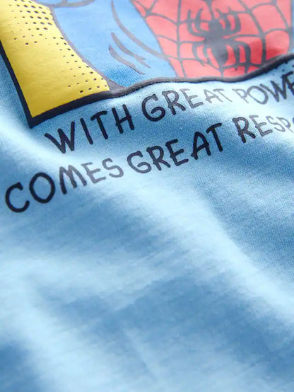 |Boy| Camiseta Azul Spider-Man Manga Curta 100% algodão (3 meses a 8 anos)