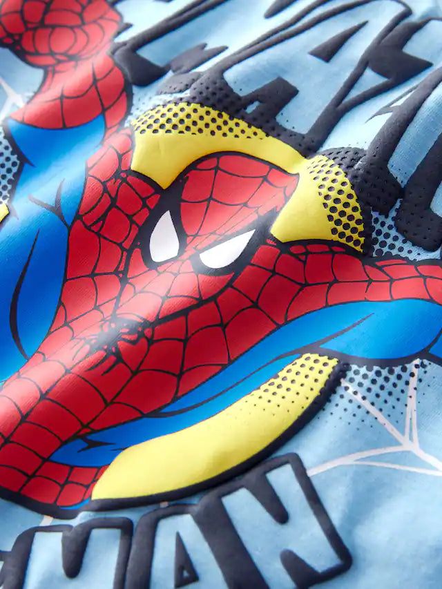 |Boy| Camiseta Azul Spider-Man Manga Curta 100% algodão (3 meses a 8 anos)