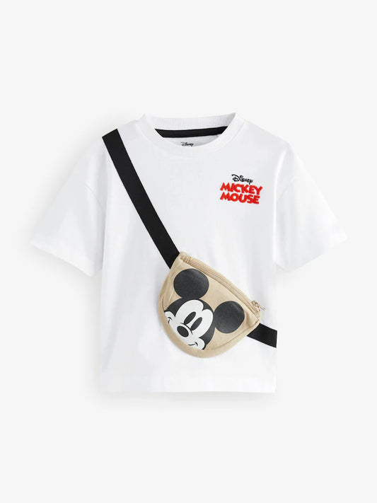 |Boy| Camiseta Branca Mickey Mouse Manga Curta 100% Algodão (3 meses a 8 anos)