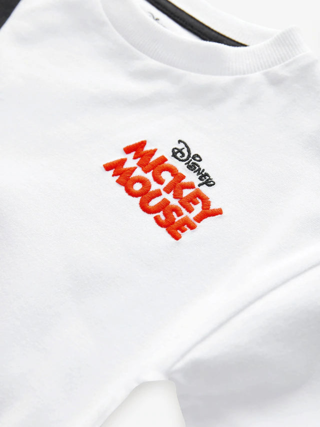 |Boy| Camiseta Branca Mickey Mouse Manga Curta 100% Algodão (3 meses a 8 anos)