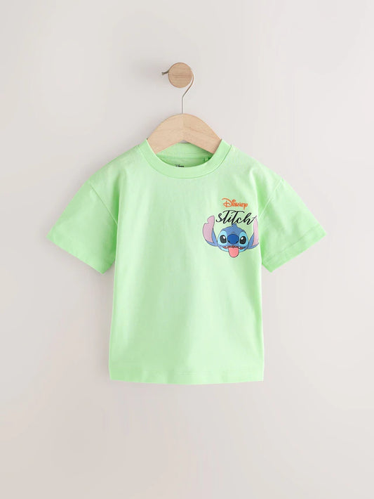 |Boy| Camiseta Lilo & Stitch Verde Manga Curta 100% Algodão (3 meses a 8 anos)