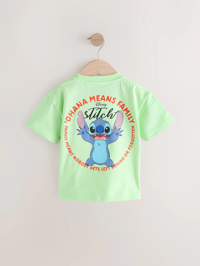 |Boy| Camiseta Lilo & Stitch Verde Manga Curta 100% Algodão (3 meses a 8 anos)