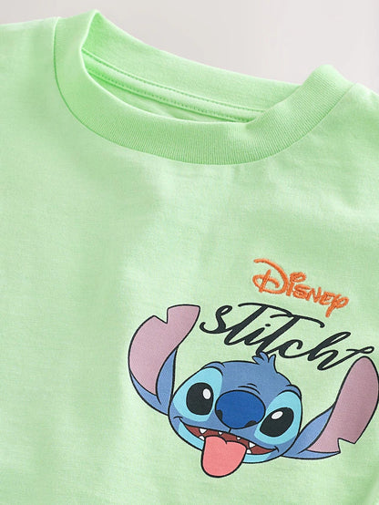 |Boy| Camiseta Lilo & Stitch Verde Manga Curta 100% Algodão (3 meses a 8 anos)