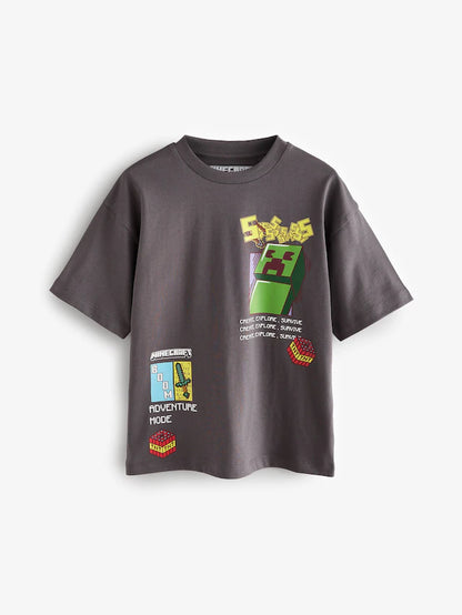 |BigBoy| Camiseta Marrom Licenciada Do Minecraft (3-16 anos)