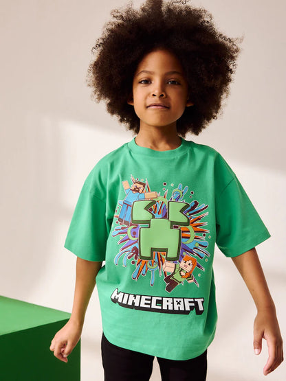 |BigBoy| Camiseta Verde Licenciada Do Minecraft (3-16 anos)