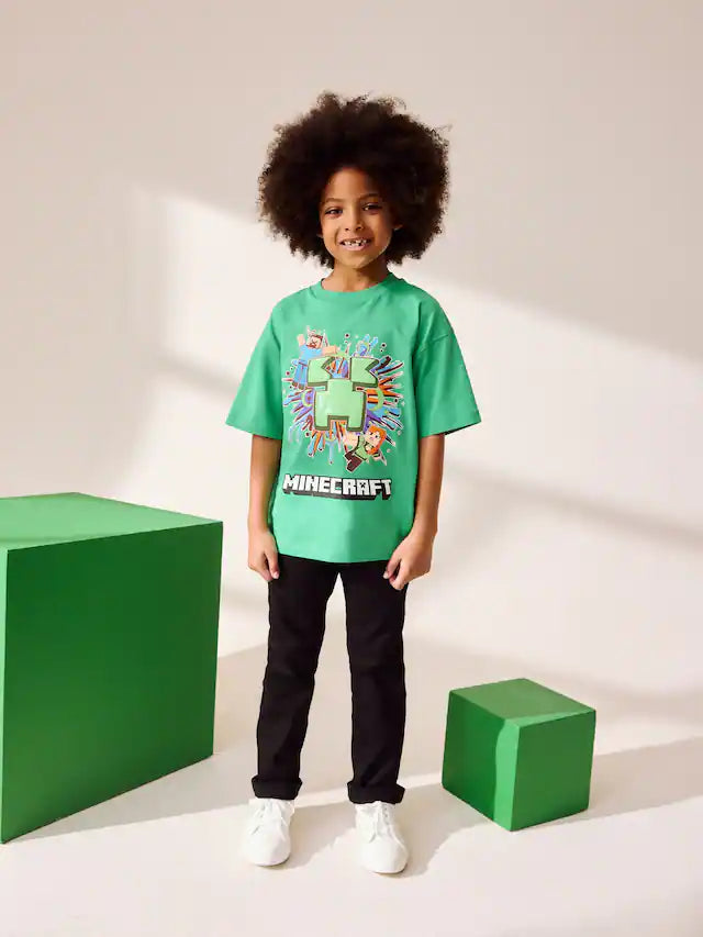 |BigBoy| Camiseta Verde Licenciada Do Minecraft (3-16 anos)