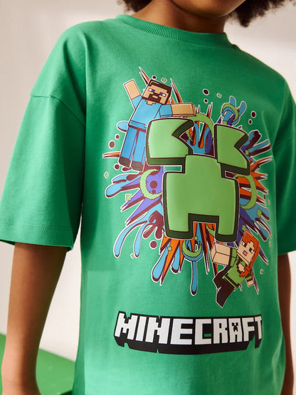 |BigBoy| Camiseta Verde Licenciada Do Minecraft (3-16 anos)