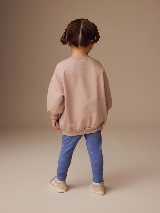 |Girl| Conjunto De Camiseta e Leggings 100% Algodão Miffy Rosa Claro Manga Comprida (3 meses a 7 anos)