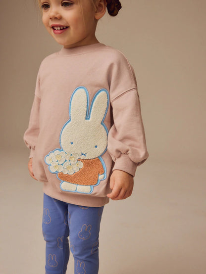|Girl| Conjunto De Camiseta e Leggings 100% Algodão Miffy Rosa Claro Manga Comprida (3 meses a 7 anos)