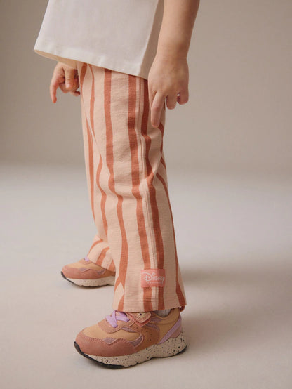 |Girl| Conjunto De Camiseta Creme 100% Algodão Disney Princess Manga Curta e Calça Larga