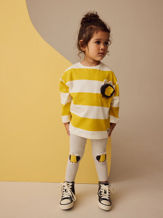 |Girl| Camiseta Manga Longa Yellow Bee 100% Algodão (3 meses a 7 anos)