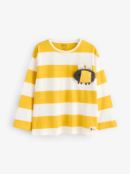 |Girl| Camiseta Manga Longa Yellow Bee 100% Algodão (3 meses a 7 anos)
