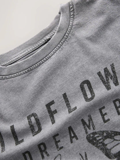 |BigGirl| Camiseta Gráfica Grande Cinza 100% Algodão Cinza Carvão (3 a 16 anos)